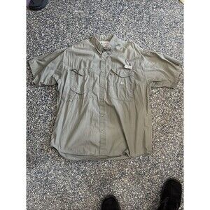 Columbia PFG Mens XL Short Sleeve Button Down Grey Performance Fishing Gear